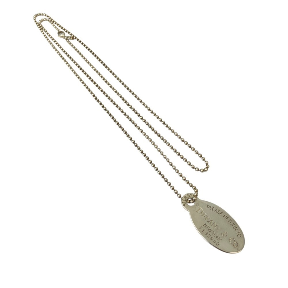 TIFFANY & Co. Tiffany Sterling Silver 925 Ball Chain Return to Oval Tag Neckl...